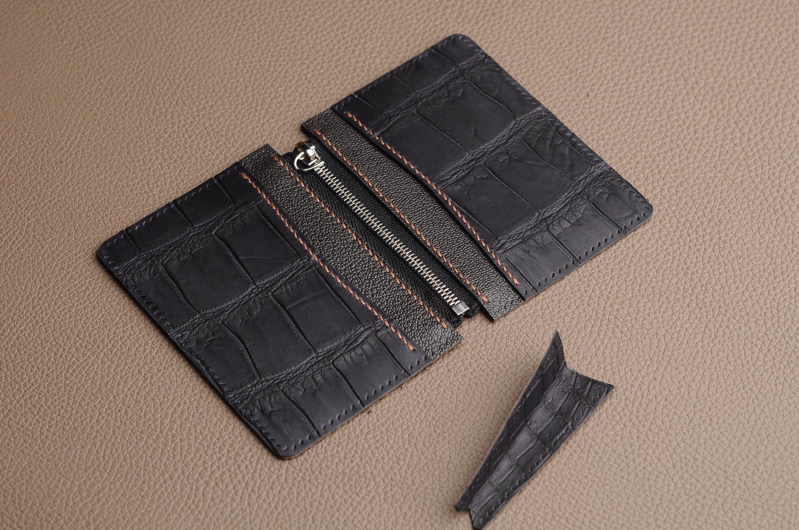 Leather components arranged to compare product development options